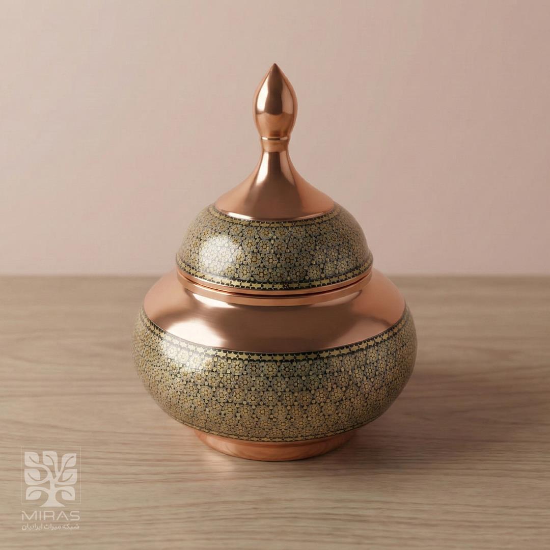 قندان مس و خاتم ساده کوچک سایز ۲۰