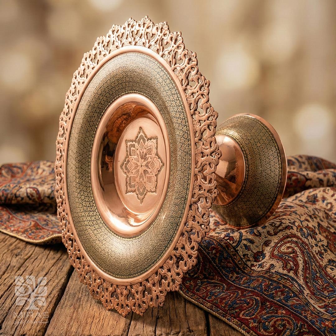 شیرینی خوری مس و خاتم شبکه‌ای سایز ۳۵