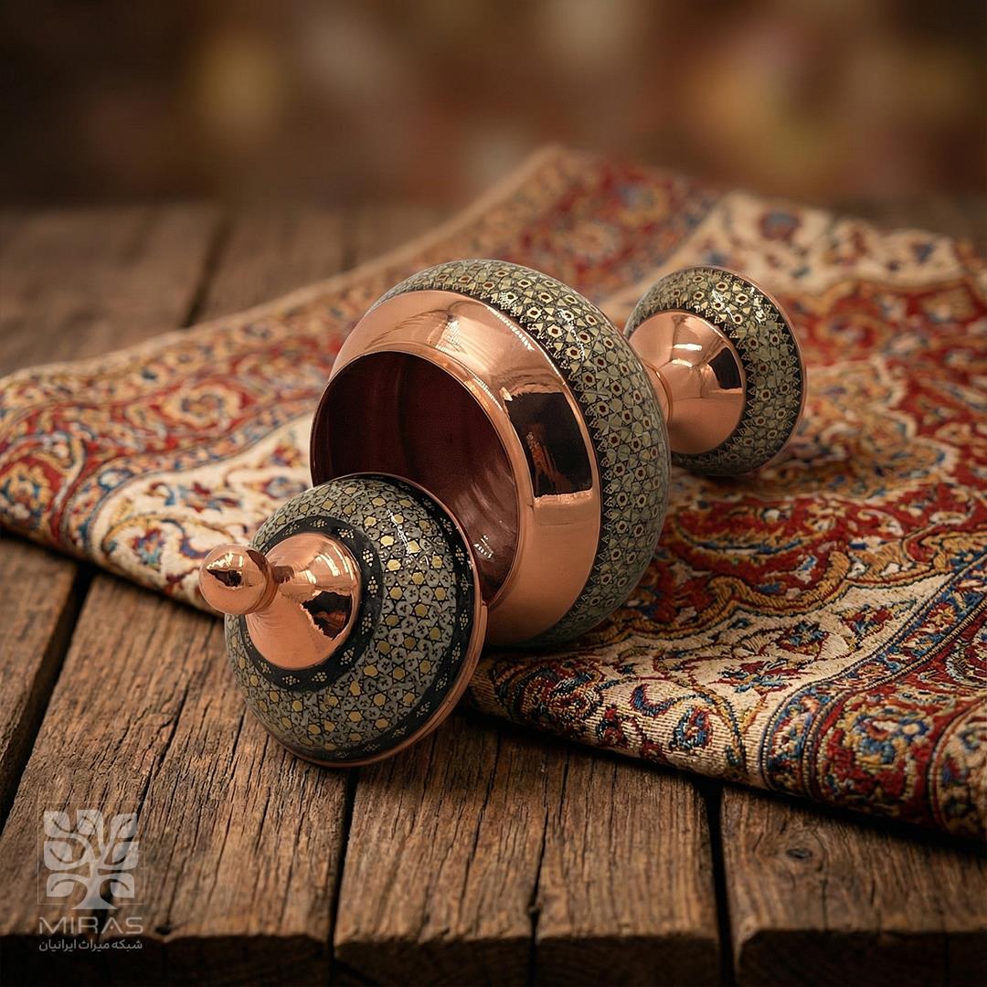 شکلات خوری مس و خاتم متوسط سایز ۲۰