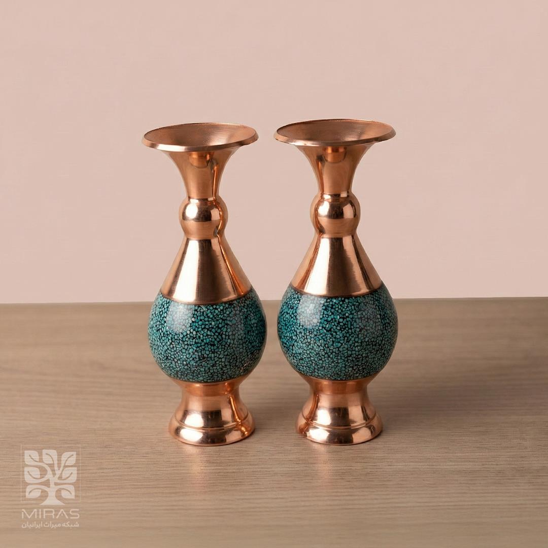 گلدان جفت فیروزه کوچک سایز ۱۶
