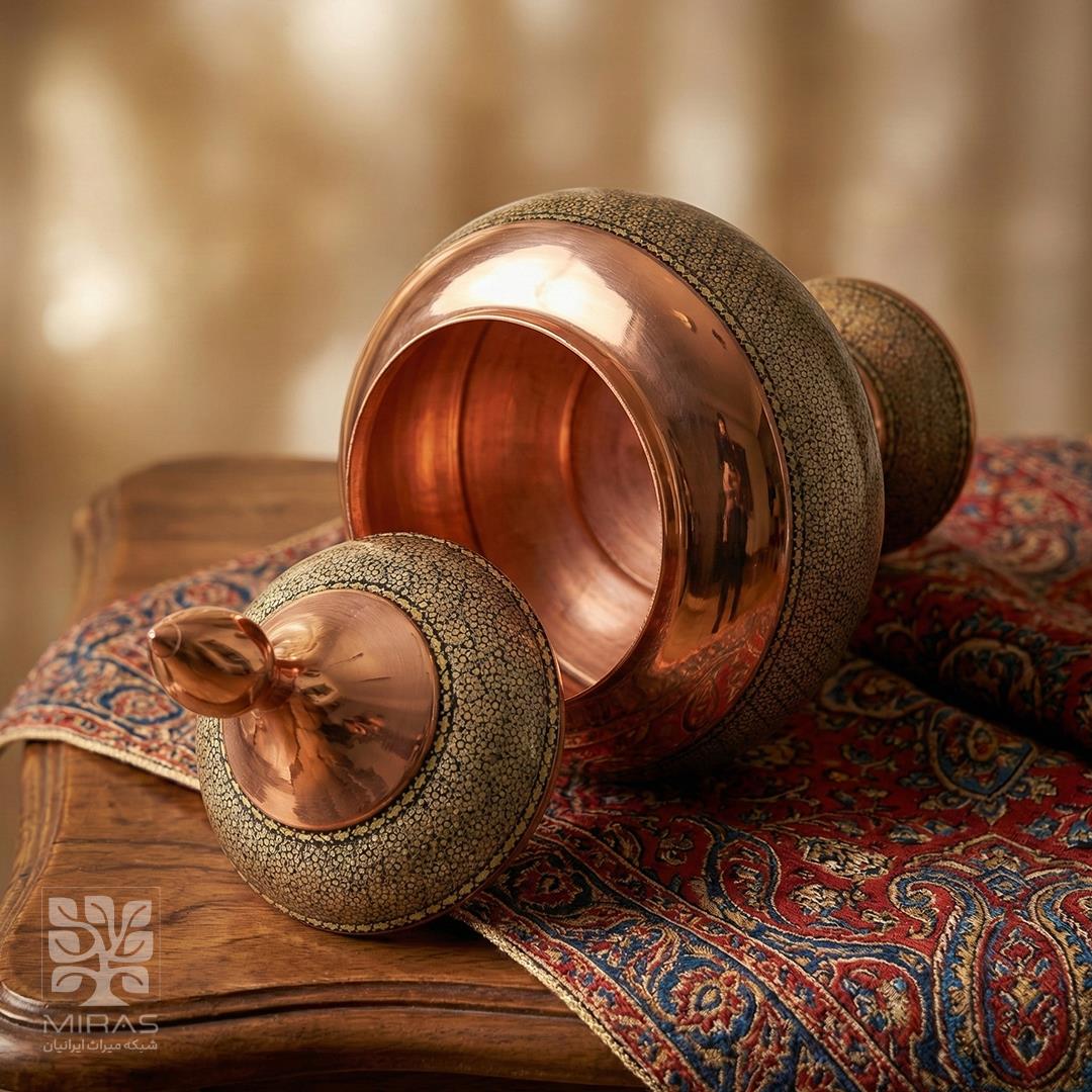 شکلات خوری مس و خاتم بزرگ سایز ۳۰