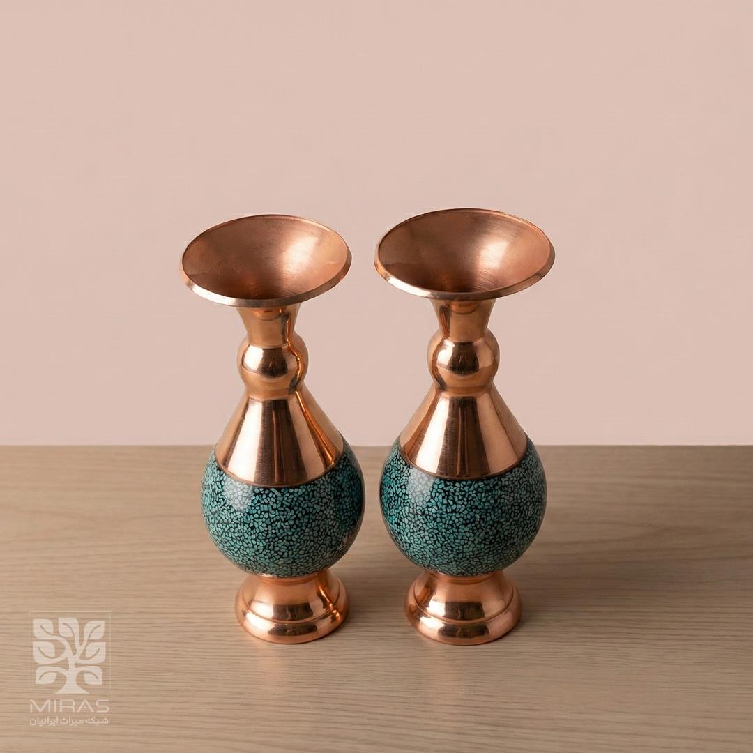 گلدان جفت فیروزه کوچک سایز ۱۶