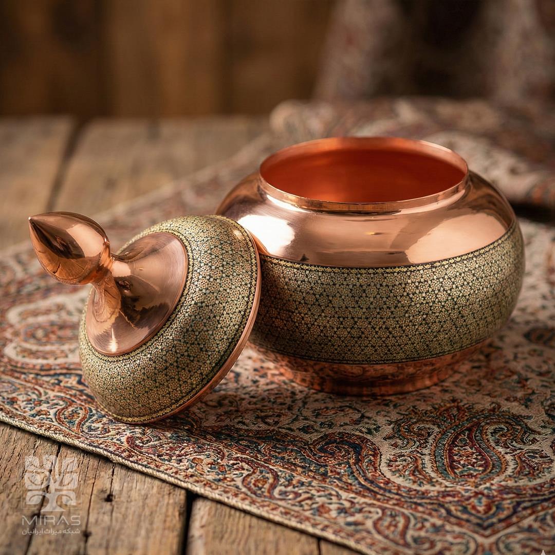 قندان مس و خاتم ساده بزرگ سایز ۳۰