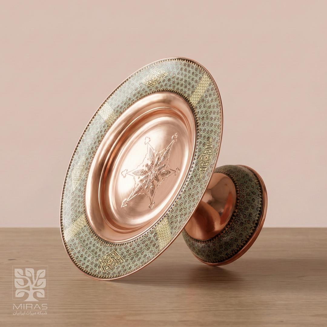 شیرینی خوری مس و خاتم ساده سایز ۳۰