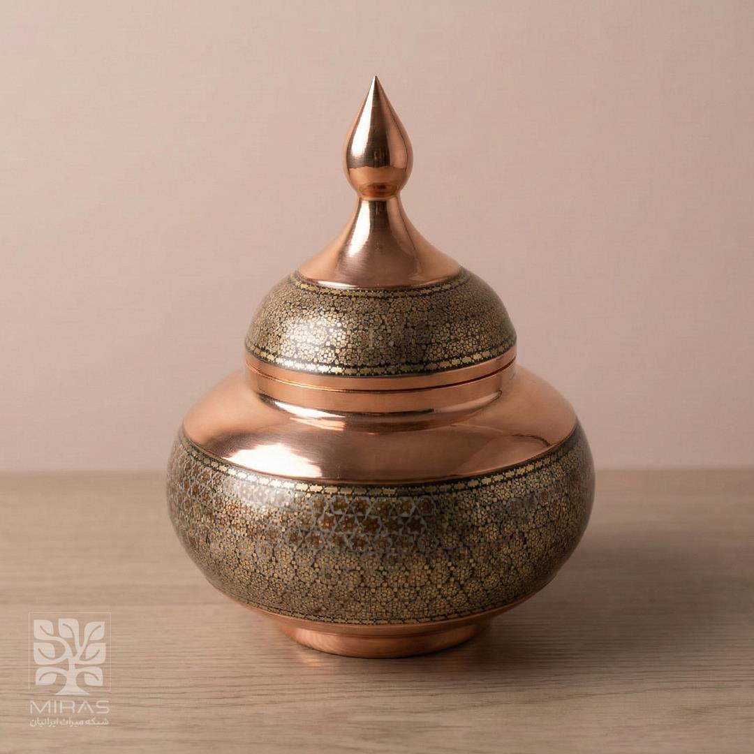 قندان مس و خاتم ساده متوسط سایز ۲۵