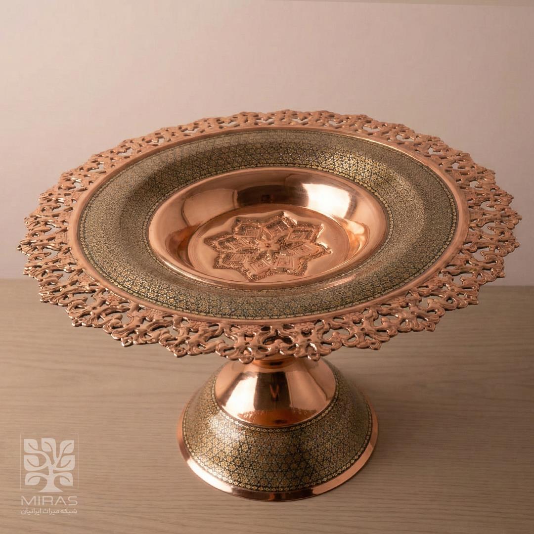 شیرینی خوری مس و خاتم شبکه‌ای سایز ۳۵