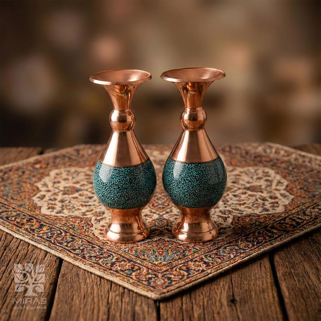 گلدان جفت فیروزه کوچک سایز ۱۶