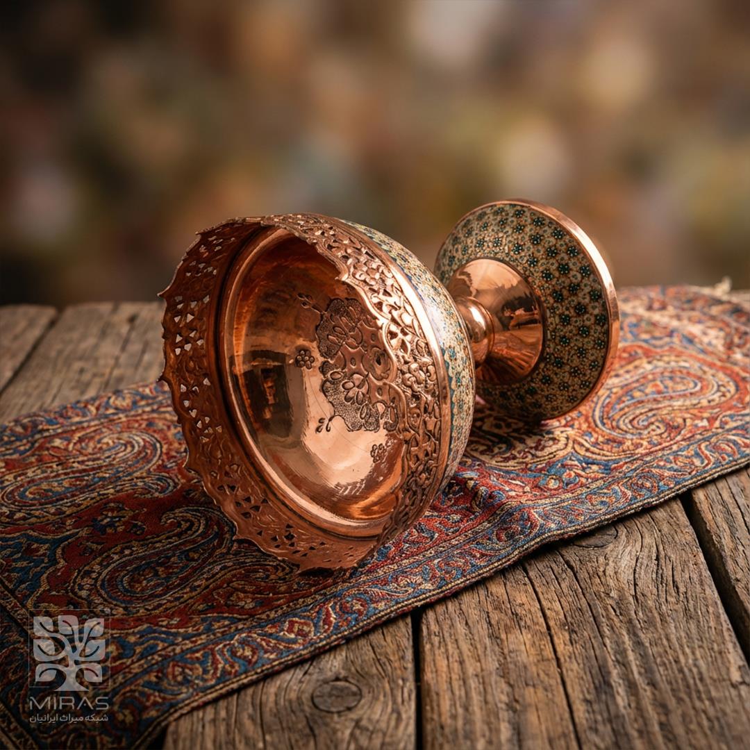 آجیل خوری مس و خاتم سایز ۱۳