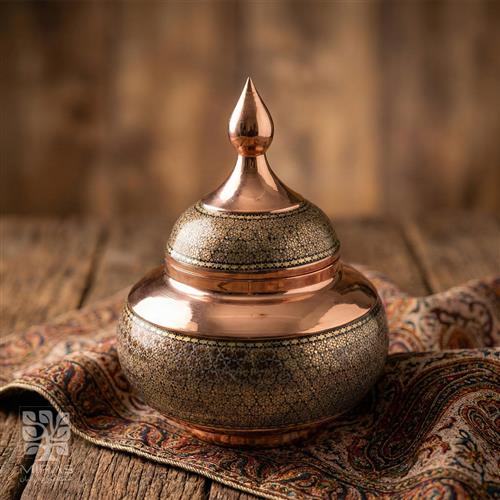 قندان مس و خاتم ساده متوسط سایز ۲۵