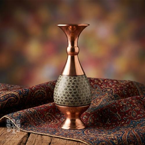 گلدان تک مس و خاتم بزرگ سایز ۲۵