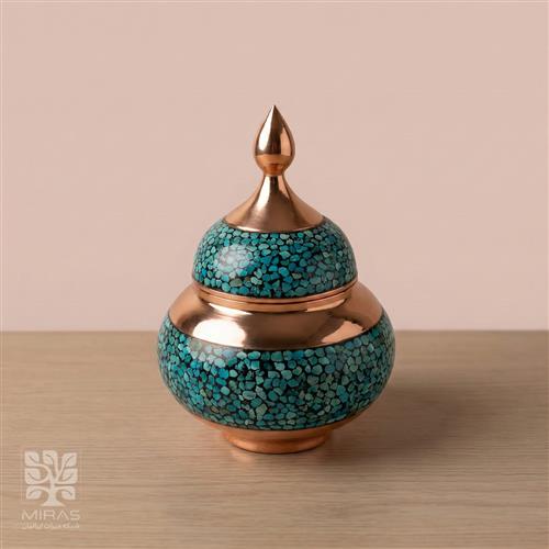 قندان فیروزه ساده متوسط سایز ۲۲