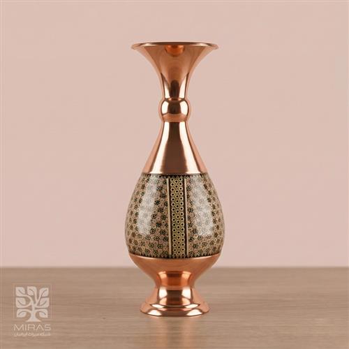 گلدان جفت مس و خاتم بزرگ خط دار سایز ۲۵