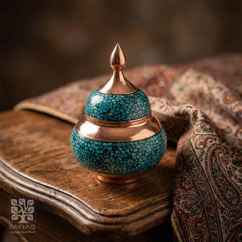 قندان فیروزه ساده متوسط سایز ۲۲