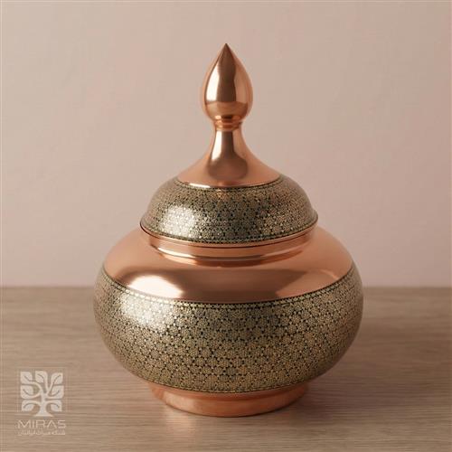 قندان مس و خاتم ساده بزرگ سایز ۳۰