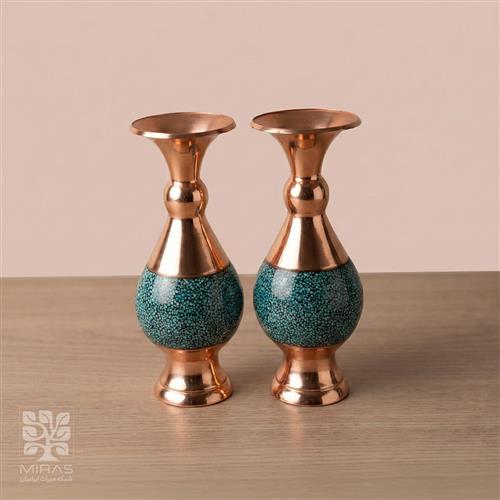 گلدان جفت فیروزه کوچک سایز ۱۶