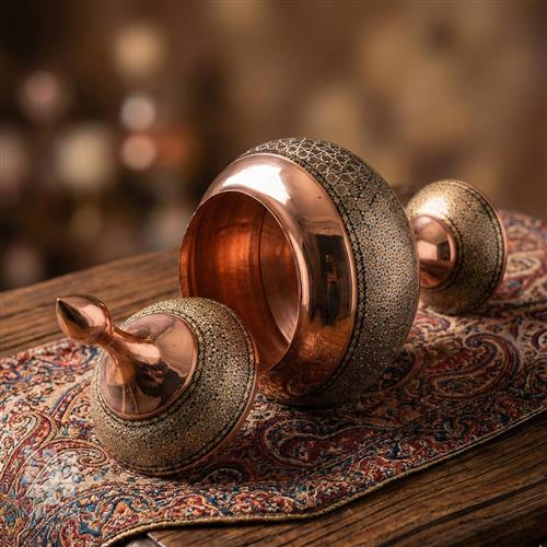 شکلات خوری مس و خاتم متوسط سایز ۳۰