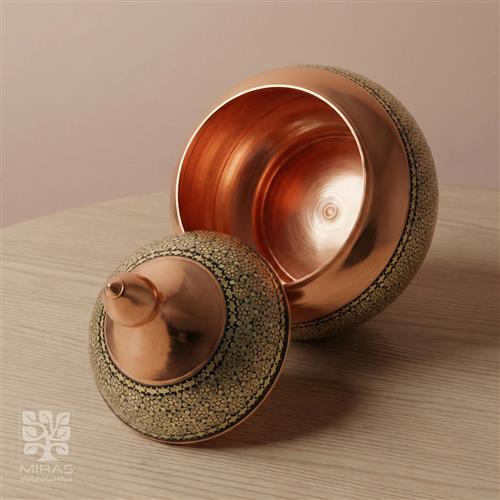 قندان سیبی کوچک مس و خاتم  سایز ۱۶