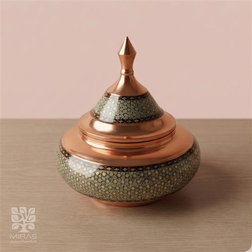 قندان سفینه‌ای مس و خاتم سایز ۱۸