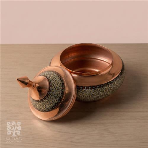 قندان سفینه‌ای مس و خاتم سایز ۱۸