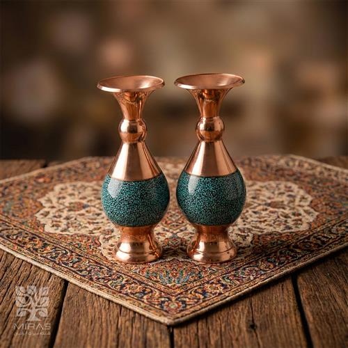 گلدان جفت فیروزه کوچک سایز ۱۶